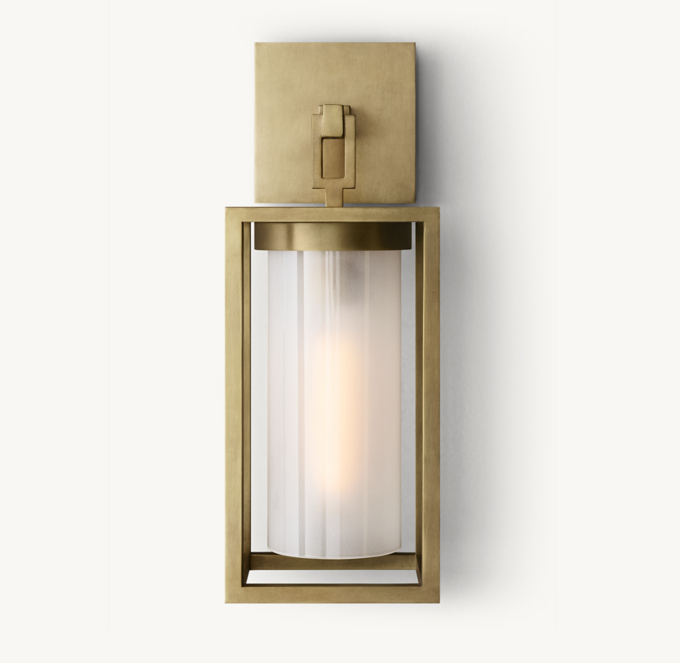 Shown in Lacquered Burnished Brass with frosted glass shade.