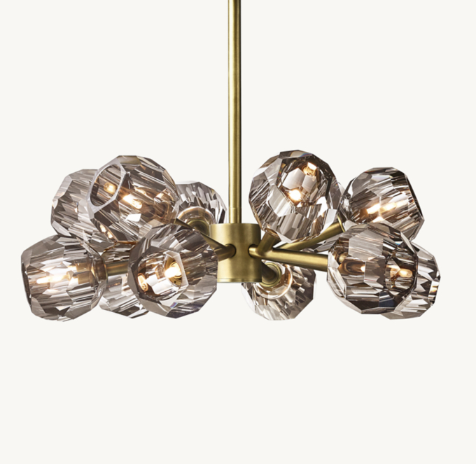 Boule De Cristal Smoke Glass Round Chandelier 24\"