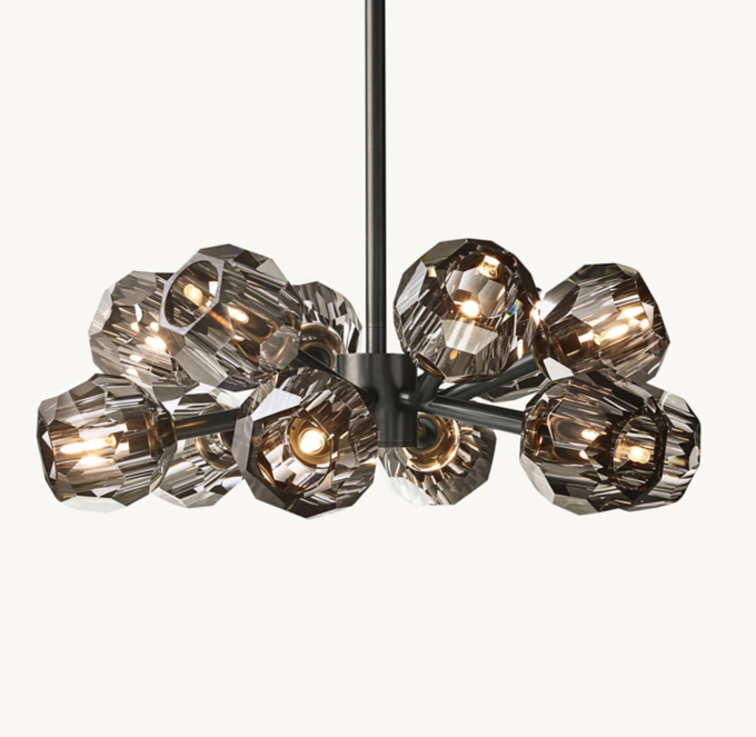Boule De Cristal Smoke Glass Round Chandelier 24\"