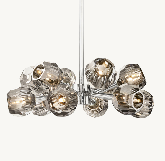 Boule De Cristal Smoke Glass Round Chandelier 24\"