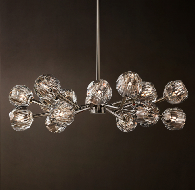36" chandelier shown in Polished Nickel.
