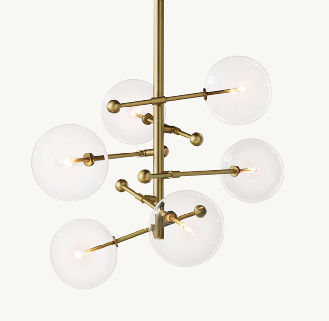 Glass Globe Mobile Six-Arm Chandelier 40\"