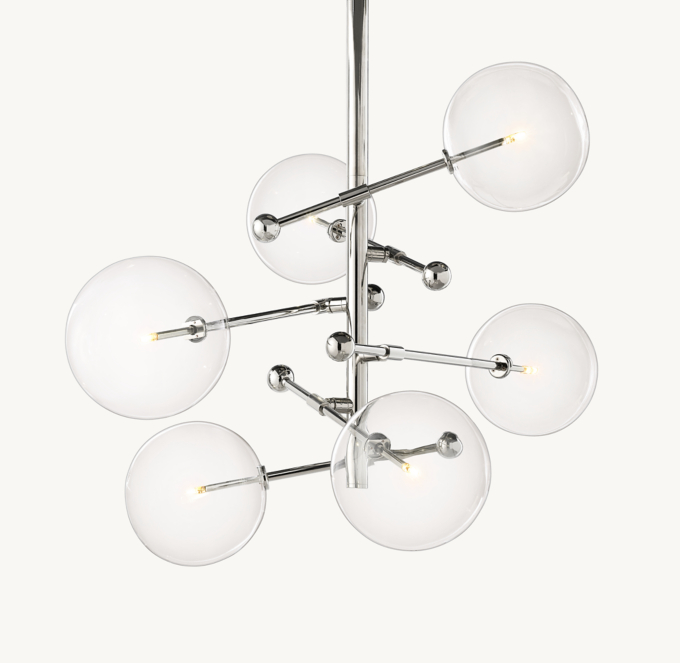 Glass Globe Mobile Six-Arm Chandelier 40\"