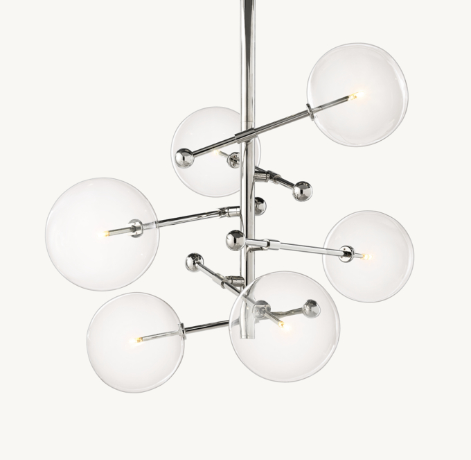 Glass Globe Mobile Six-Arm Chandelier 40"