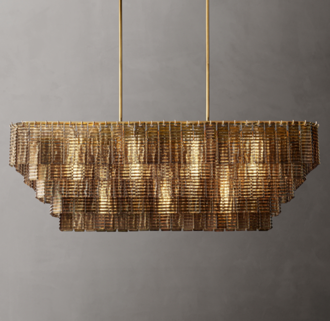 Sirene Smoke Glass Rectangular Chandelier 59\"