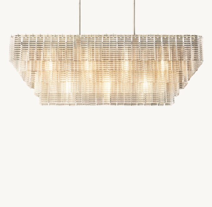 Sirene Clear Glass Rectangular Chandelier 59\"