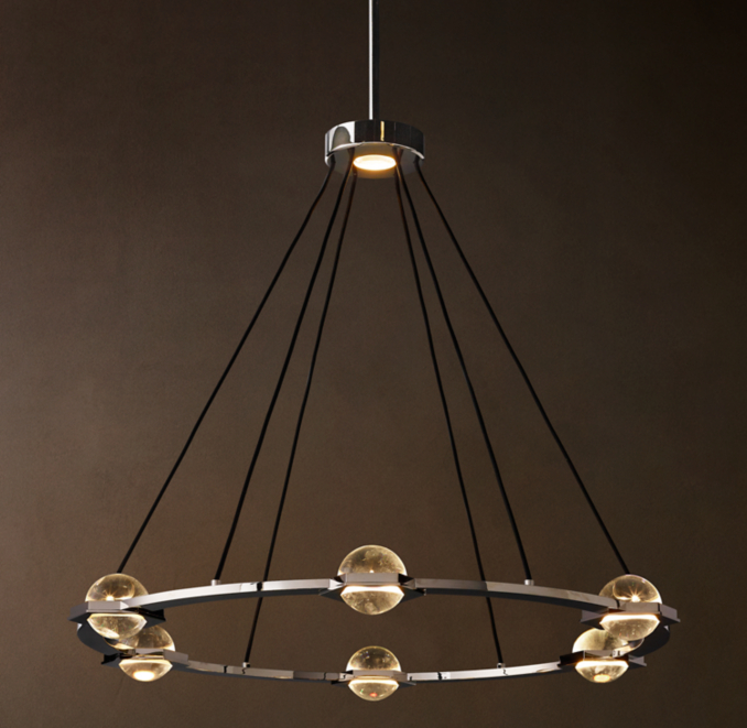 36" chandelier shown in Polished Nickel.