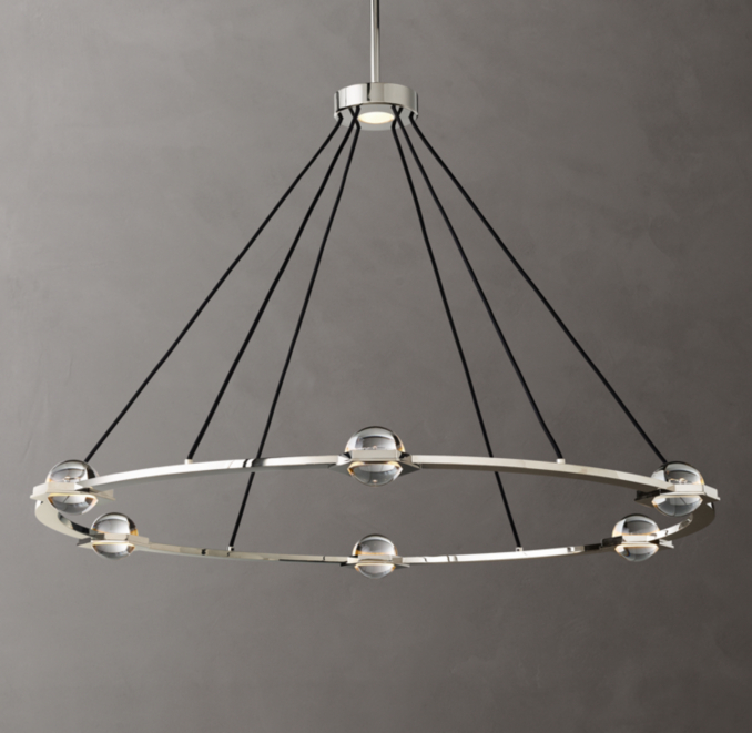 122cm chandelier shown in Polished Nickel.