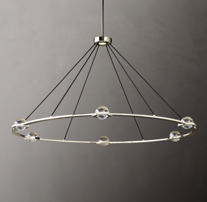 60" chandelier shown in Polished Nickel.