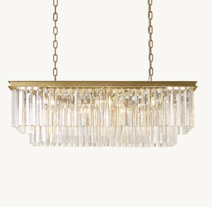 1920S Odeon Rectangular Chandelier 40\"