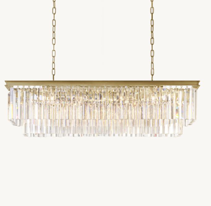 1920S Odeon Rectangular Chandelier 49"