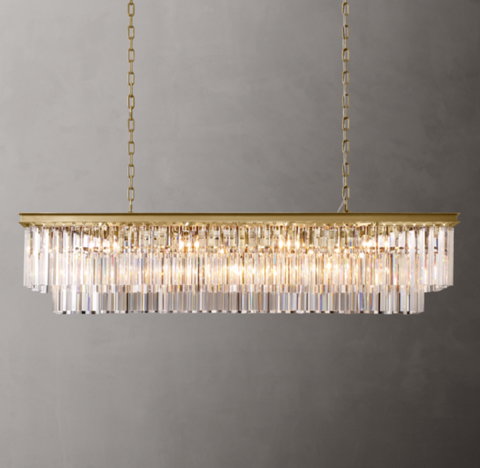 1920S Odeon Rectangular Chandelier 59\"