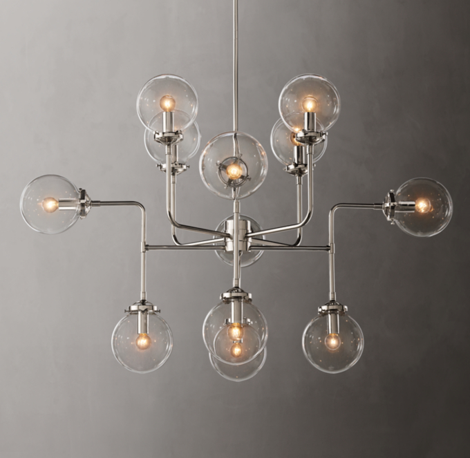 Bistro Globe Clear Glass Chandelier 42\"