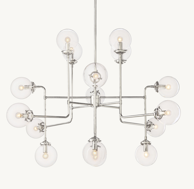 Bistro Globe Clear Glass Chandelier 56\"
