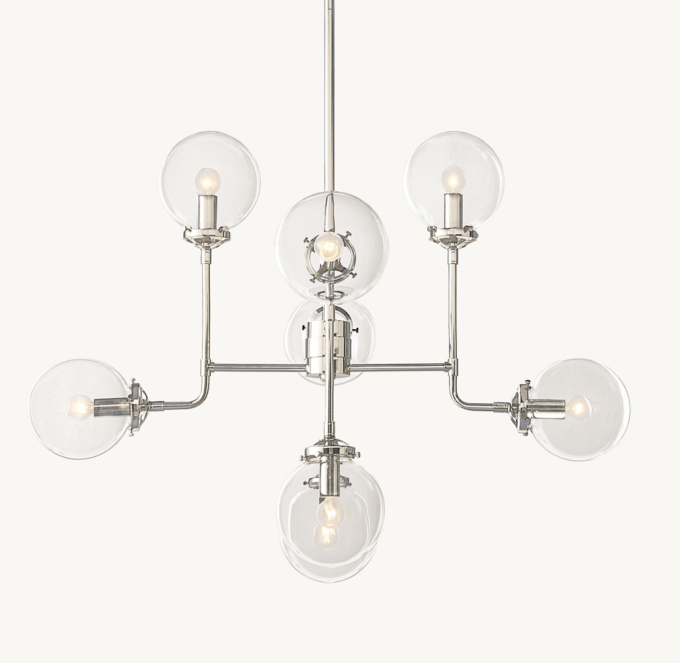 Bistro Globe Clear Glass Chandelier 34\"
