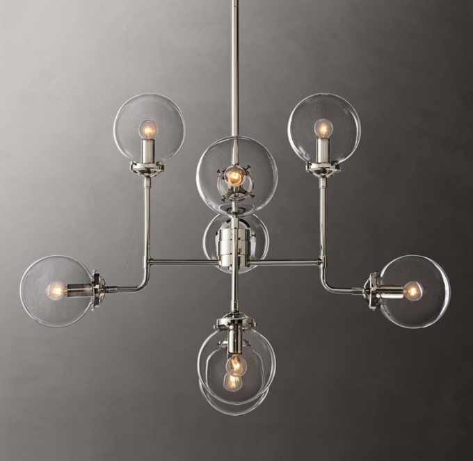 Bistro Globe Clear Glass Chandelier 34\"