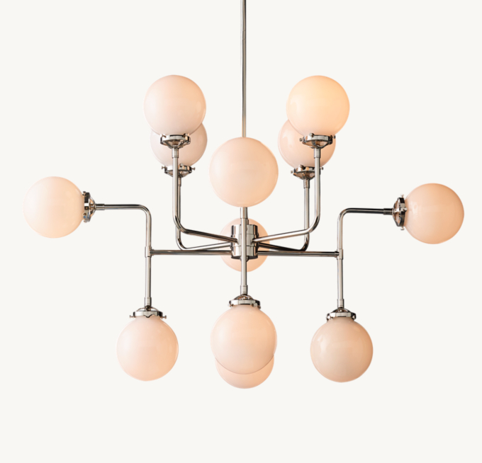 Bistro Globe Milk Glass Chandelier 42\"