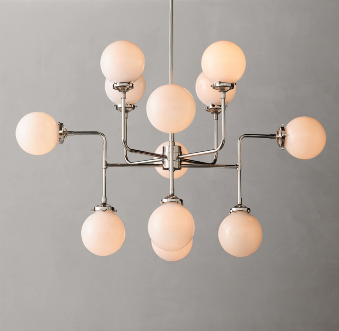 Bistro Globe Milk Glass Chandelier 42\"