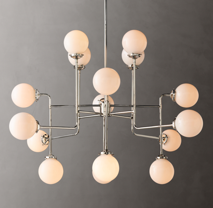 Bistro Globe Milk Glass Chandelier 56\"