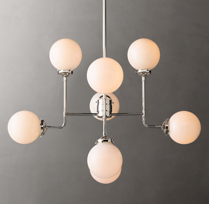 Bistro Globe Milk Glass Chandelier 34\"