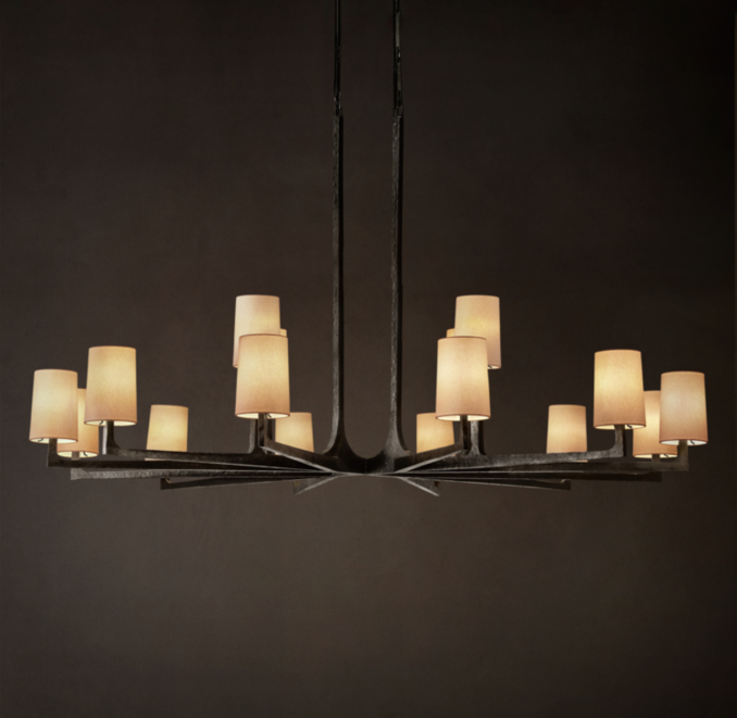 60" chandelier shown in Hammered Iron.
