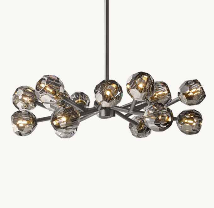 Boule De Cristal Smoke Glass Round Chandelier 36"