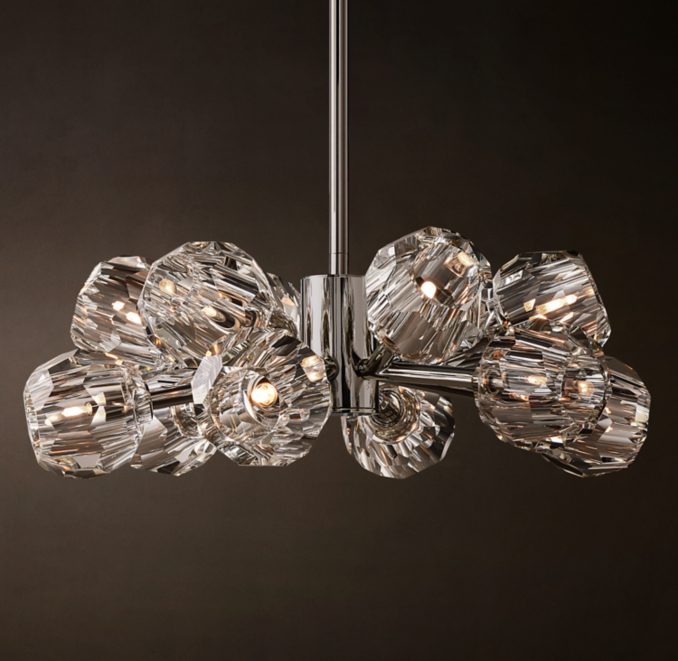 24" chandelier shown in Polished Nickel.