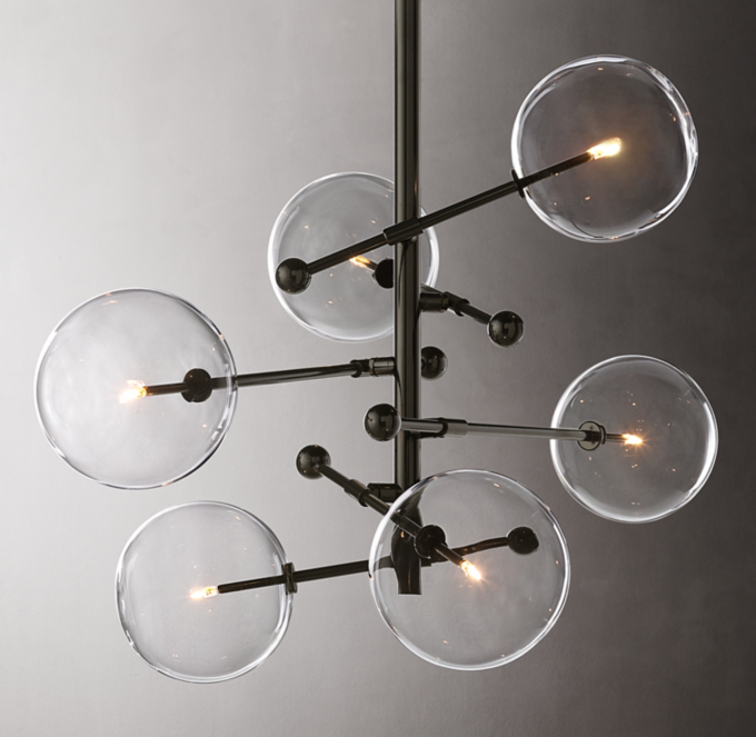 Glass Globe Mobile Round Chandelier 36"