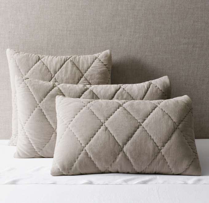 Organic Cotton Velvet Pick Stitch Diamond Sham | RH