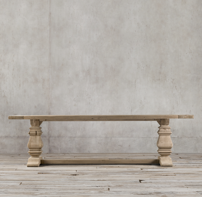 Front view of Salvaged Wood Trestle Rectangular Dining Table 