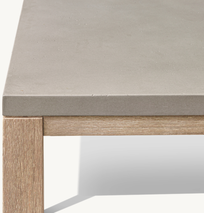 Belgian Trestle Concrete Teak Rectangular Coffee Table