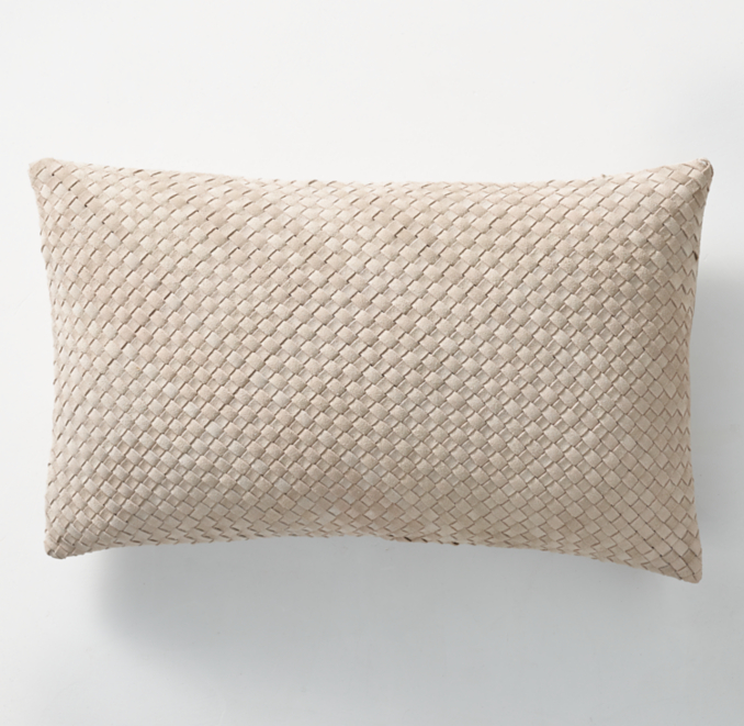 Suede Basketweave Pillow Cover Lumbar