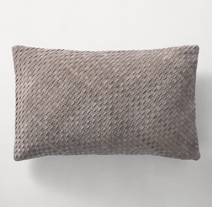 Suede Basket Weave Pillow Cover Lumbar
