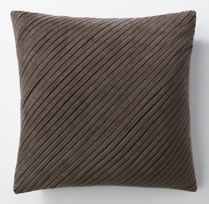 Tucked Cotton Velvet Diagonal Pillow Cover - Square