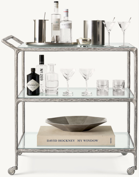 Thaddeus Glass Bar Cart