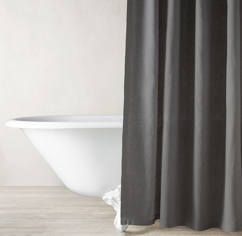 linen shower curtain with buttons