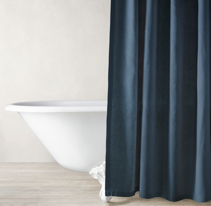 Front view of Stonewashed Belgian Flax Linen Shower Curtain 