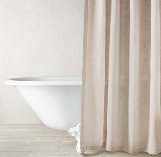 Front view of Stonewashed Belgian Flax Linen Shower Curtain 