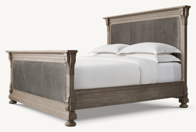 St. James Leather Panel Bed with Footboard