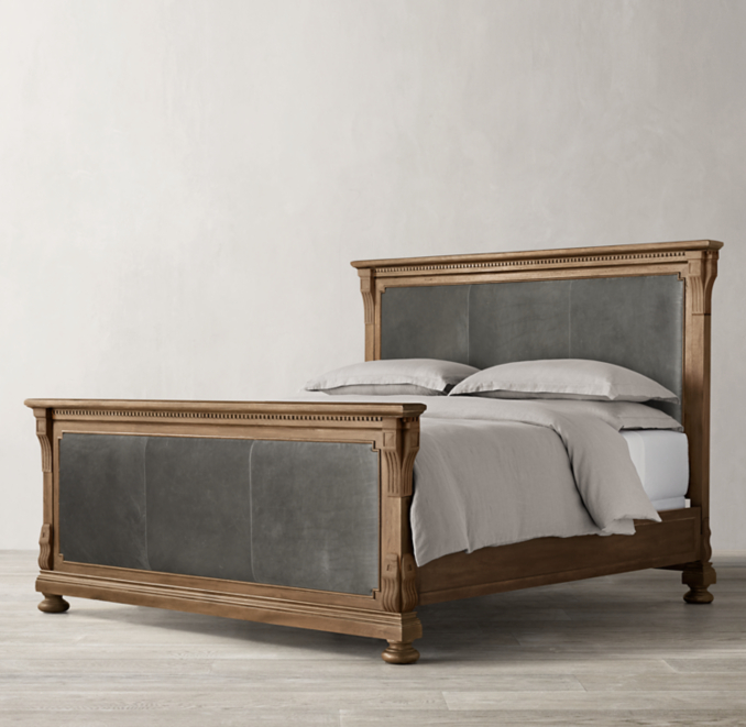 St. James Leather Panel Bed With Footboard