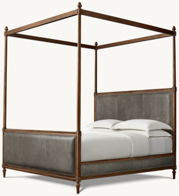 Maison Leather Canopy Bed with Footboard 