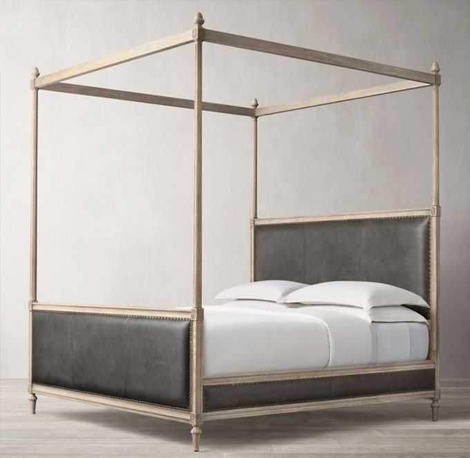 Maison Leather Canopy Bed With Footboard