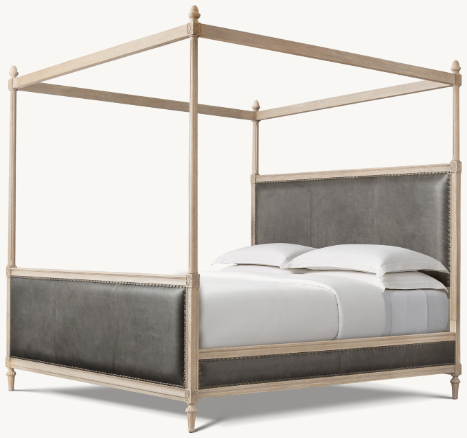 229cm H bed shown in Italian Berkshire Pewter with Light Oak finish.