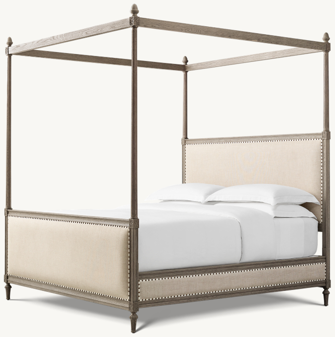 Maison Fabric Panel Canopy Bed with Footboard