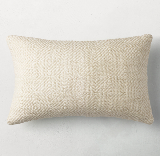 Handwoven Merino Wool Diamond Pillow Cover - Lumbar