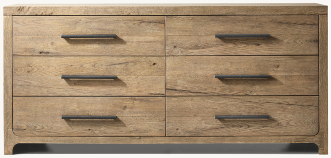 Front view of Davos Oak 6-Drawer Dresser 