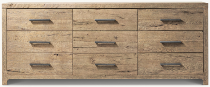 Front view of Davos Oak 9-Drawer Dresser 