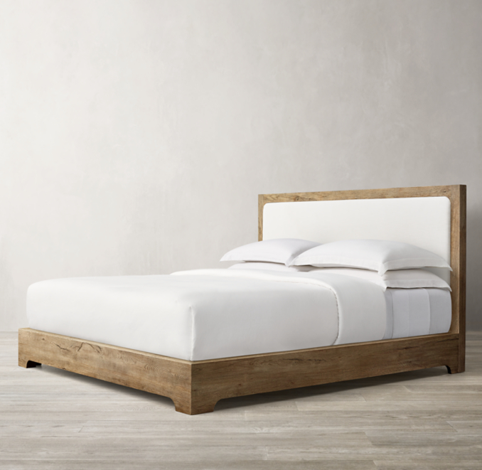Davos Oak Fabric Panel Bed
