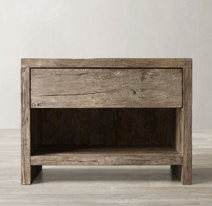 Reclaimed Rustic Oak Open Nightstand