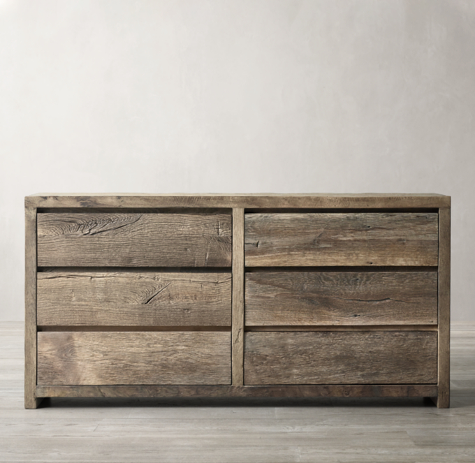 Reclaimed Rustic Oak 6 Drawer Dresser
